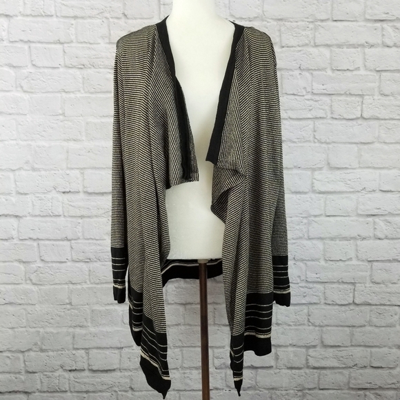Calvin Klein gold black striped cascading open front cardigan NWOT size 2X - Picture 7 of 9